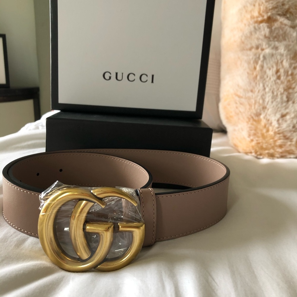 Gucci Gold and Tan Women's Belt